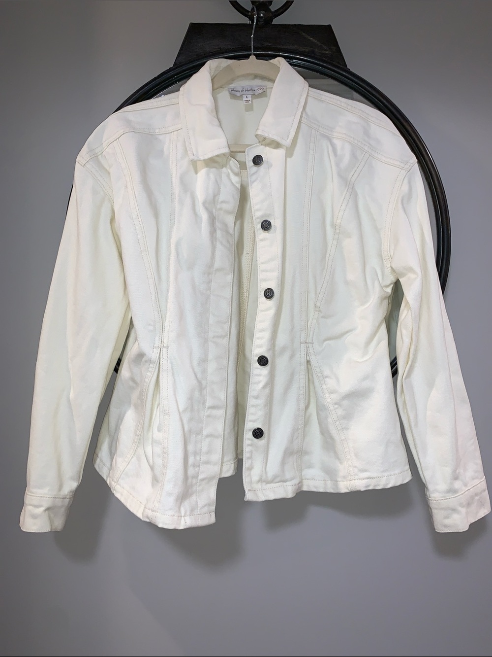 House of Harlow 1960 Cream Button-Front Jean Jacket